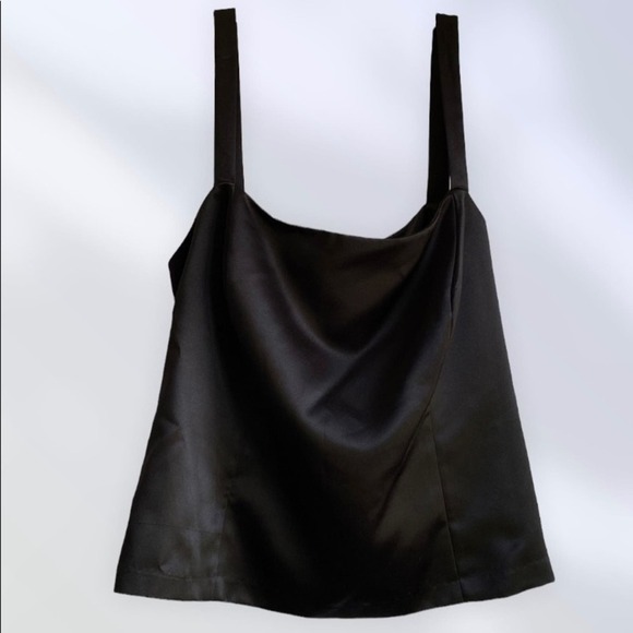 BLACK satiny blouse tank wide straps Attractive seams front a great fit 22W
C - Picture 1 of 13